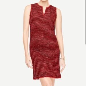 NWT Red Metallic Ann Taylor Boucle / Tweed Shift Dress